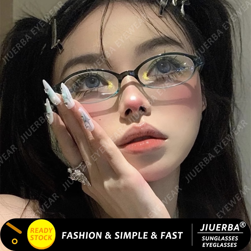 (JIUERBA) แว่นตาเครื่องเทศ ไล่โทนสี กรอบเล็ก สไตล์วินเทจ สีเขียว Y2K สีน้ําตาล สีแดง