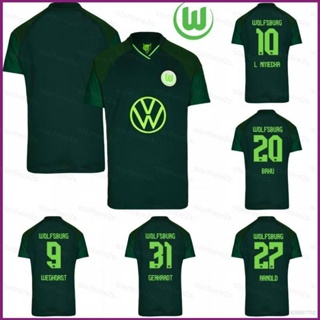 เสื้อกีฬาแขนสั้น ลายทีมชาติฟุตบอล NP2 2021-2022 VfL Wolfsburg Away ชุดเหย้า