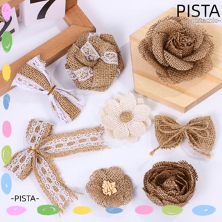 Pista ผ้ากระสอบ ลายดอกไม้ แฮนด์เมด สไตล์เรโทร สําหรับตกแต่งบ้าน งานแต่งงาน ปาร์ตี้ DIY