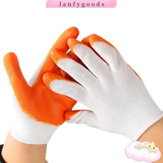 Lanfy ถุงมือ PVC สีขาวและส้ม คุณภาพสูง สําหรับซ่อมแซม 1 2 3 4 5 คู่