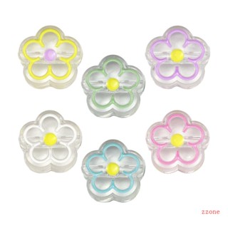 Zzz ลูกปัดอะคริลิคใส ลายดอกไม้น่ารัก หลากสี สําหรับทําเครื่องประดับ DIY