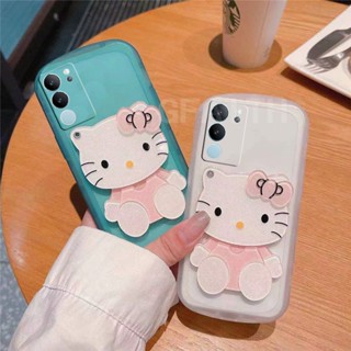 พร้อมส่ง ใหม่ เคสโทรศัพท์มือถือแบบใส ลายคิตตี้น่ารัก พร้อมกระจกแต่งหน้า ป้องกันเลนส์ สําหรับ VIVO V29 5G 2023 V29