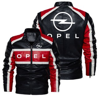 เสื้อแจ็กเก็ตหนัง แขนยาว กันลม กันฝน แบบบาง ลายโลโก้ Opel