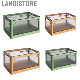 Lanqistore Foldable Storage Box Transparent Plastic Acrylic Large  Stackable Books Container for Camping