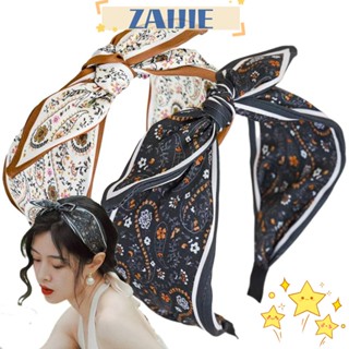 Zaijie24 ที่คาดผม ลายดอกไม้ ผูกปม เครื่องประดับผม แต่งหน้า ที่คาดผมโบว์ ผ้าอินเทรนด์ ลายดอกไม้ ที่คาดผม ปมกว้าง ปาร์ตี้