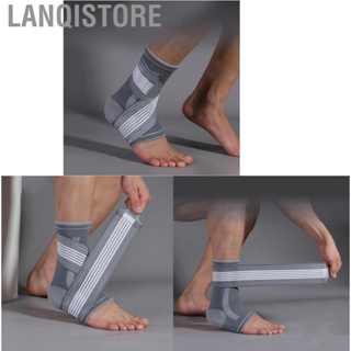 Lanqistore 2Pcs Ankle Support Sleeves Nylon Silicone Gray Sports Bandage Brace for Running Fitness