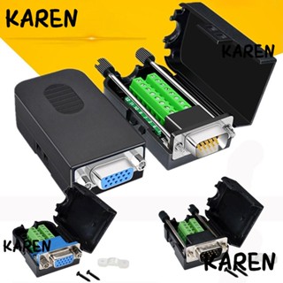 Karen ขั้วต่อ VGA 3+6 15 พิน ปลั๊ก 15 พิน พร้อมน็อตสกรู Type D-SUB DB15 VGA สําหรับคอมพิวเตอร์