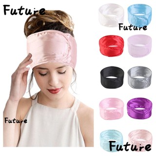 Future ที่คาดผม ผ้าซาติน สีพื้น ปรับได้ กว้าง นุ่ม เครื่องประดับผม โยคะ แต่งหน้า สําหรับผู้หญิง