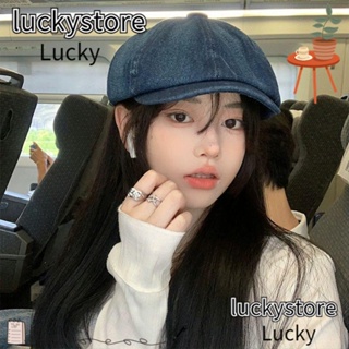 Lucky หมวกเบเร่ต์ หมวกบังแดด หมวกคาวบอย ระบายอากาศ ทึบ สไตล์วินเทจ สําหรับผู้หญิง