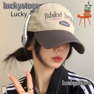 Lucky หมวกเบสบอล ผ้าฝ้าย โพลีเอสเตอร์ ทรงโค้ง ปรับขนาดได้ กันแดด