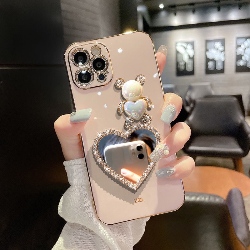 เคสโทรศัพท์มือถือ ลายหมีหัวใจน่ารัก แฟชั่น สําหรับ IPhone 11 12 Pro Max X XR XS Max SE 7 Plus 8 Plus IPhone 13 Pro Max IPhone 14 Pro Max