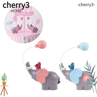 Cherry3 ตุ๊กตาช้าง ขนาดเล็ก สีฟ้า สีชมพู สําหรับตกแต่งเค้กตั้งโต๊ะ