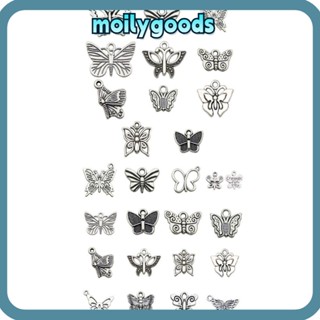 Moilyhd จี้รูปผีเสื้อ สีเงิน สําหรับทําเครื่องประดับ ต่างหู DIY 76 ชิ้น