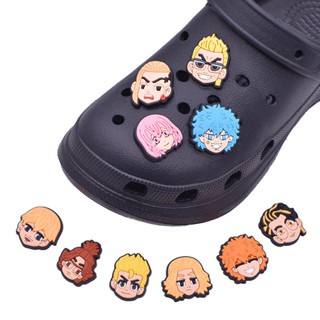 จี้การ์ตูนอนิเมะญี่ปุ่น Jibbits สําหรับ Croc Clover Flower Jibits Charm Mikey Draken Shoe Charms Pin Tokyo Revengers Jibitz Crocks สําหรับผู้ชาย