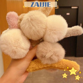 Zaijie24 ที่คาดผม ผ้ากํามะหยี่ขนนิ่ม กรงเล็บ น่ารัก เครื่องประดับผม ฤดูหนาว ปิ่นปักผม ปู หมวกกันน็อก