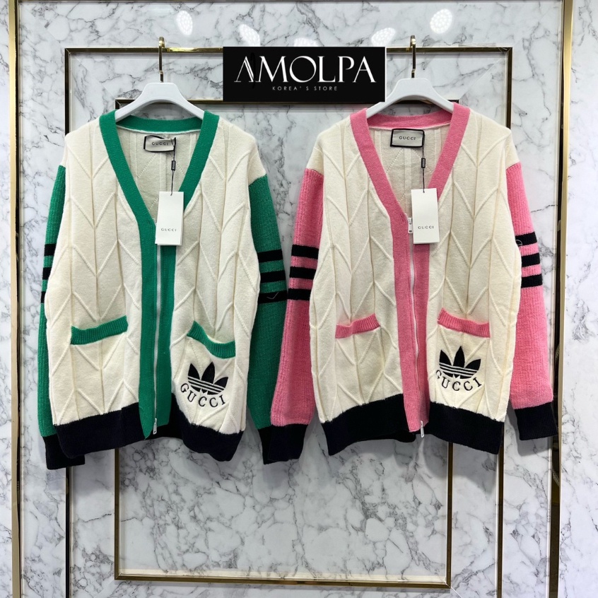 2สี ♥ เช็คสินค้าก่อนสั่ง CARDIGANS JACKET GUCCI x ADIDAS KNIT คาดิแกน เสื้อคลุม ไหมพรม กุชชี่ อดิดาส