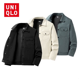 Uniqlo เสื้อโค้ทแจ็กเก็ตลําลอง คุณภาพสูง แฟชั่นฤดูใบไม้ผลิ และฤดูใบไม้ร่วง สไตล์ฮ่องกง สําหรับผู้ชายวัยกลางคน ไซซ์ M-5XL