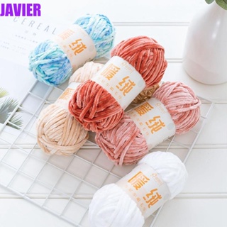 Javier ไหมพรมถักโครเชต์ คุณภาพสูง เส้นใยโพลีเอสเตอร์นุ่ม DIY Chenille Velvet Hand-knitted เสื้อกันหนาวถักนิตติ้ง