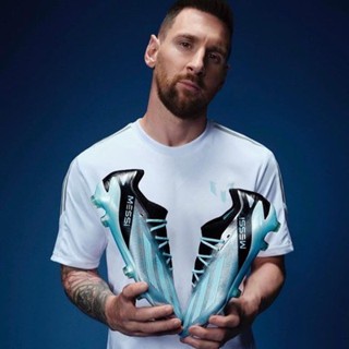 X23 crazy fast.1 FG Messi รองเท้าฟุตบอล แบบผูกเชือก สีเงิน สีฟ้า สําหรับผู้ชาย