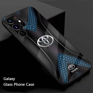 【พร้อมส่ง】เคสโทรศัพท์มือถือแบบแก้ว ซิลิโคน ลายโลโก้รถยนต์ Toyota สําหรับ Samsung S22 S23 Ultra S21 Plus FE