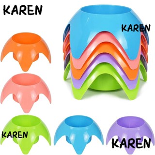 Karen ที่วางแก้วเครื่องดื่ม พลาสติก ใช้ซ้ําได้ 5 สี สําหรับชายหาด 5 ชิ้น