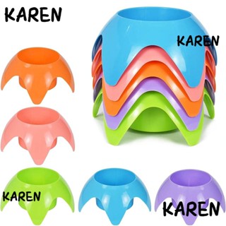 Karen ที่วางแก้วเครื่องดื่ม พลาสติก ใช้ซ้ําได้ 5 สี สําหรับชายหาด 5 ชิ้น