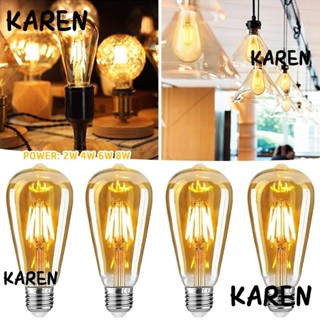 Karen ST64 หลอดไฟ LED สีเหลืองอบอุ่น ST64 หลอดไฟคริสตัล 2W 4W 6W 8W E27 หลอดไฟเทียนตกแต่งบ้าน