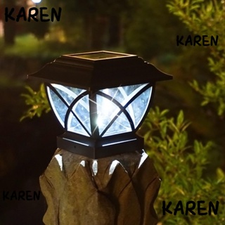 Karen โคมไฟ LED พลังงานแสงอาทิตย์ กันน้ํา กันฝน สําหรับติดรั้ว สวน กลางแจ้ง