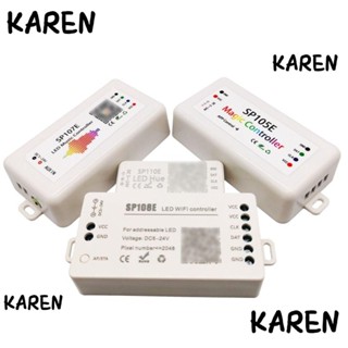 Karen ตัวควบคุมแถบไฟ LED บลูทูธ WIFI SP105E SP107E SP108E DC5-24V พร้อมไมโครโฟนในตัว สําหรับแถบไฟ LED WS2812B WS2811