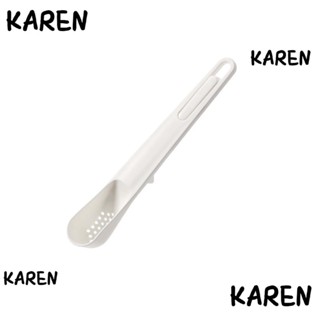 Karen 2-in-1 ช้อนส้อมพลาสติก อเนกประสงค์ แบบพกพา ทนทาน สีขาว สําหรับกรองน้ํามัน น้ําผลไม้