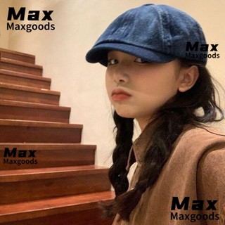 Maxg หมวกเบเร่ต์ ระบายอากาศ ทรงแปดเหลี่ยม สีพื้น สไตล์วินเทจ แฟชั่นคาวบอย สําหรับผู้หญิง