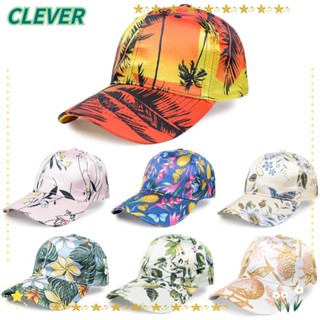 Clever หมวกเบสบอลกันแดด ป้องกันรังสียูวี พิมพ์ลายดอกไม้ แฟชั่นฤดูใบไม้ผลิ และฤดูร้อน