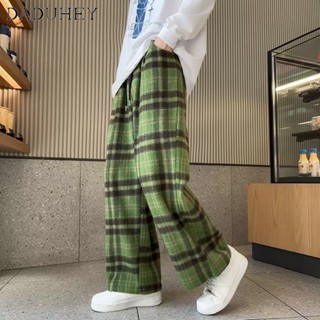 DaDuHey🔥 Mens 2023 Autumn Fashion Loose Plaid Casual Pants Hong Kong Style Retro Ins Trendy All-Matching Sports Pants