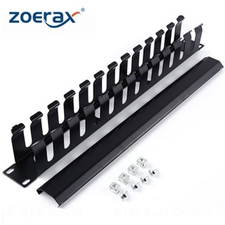 Zoerax ชั้นวางสายเคเบิล 1U 19 นิ้ว โลหะล้วน 24 ช่อง แนวนอน สําหรับจัดระเบียบสายเคเบิล