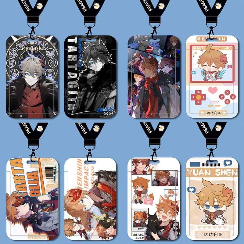 Genshin Impact Childe Tartaglia DIY Student School ID Card Holder Work ID Personal ID Lanyard Name C