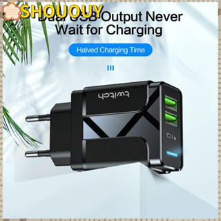 Shououy อะแดปเตอร์ชาร์จโทรศัพท์ USB ปลั๊ก US EU UK สําหรับเดินทาง