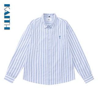 เสื้อยืดแขนยาว ขนาดใหญ่ ปักลายหัวใจ สีฟ้า สไตล์เกาหลี วินเทจ สําหรับผู้ชาย และผู้หญิง พร้อมส่ง