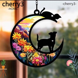 Cherry3 พวงมาลัยอะคริลิค รูปดวงจันทร์ ของขวัญฮาโลวีน สําหรับแขวนตกแต่งประตูบ้าน