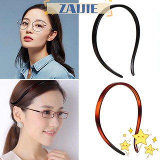 Zaijie24 ที่คาดผม แบบหยัก สีดํา ป้องกันการหล่น พลาสติก ยางรัดผม ที่คาดผม ที่คาดผม หวีจัดแต่งทรงผม ฟันกรุบ