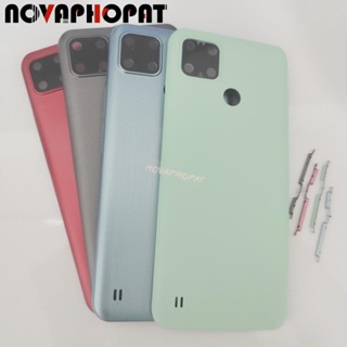 Novaphopat เคสแบตเตอรี่ด้านหลัง 4 สี พร้อมเลนส์กระจกกล้อง และปุ่มด้านข้าง สําหรับ Realme C25Y