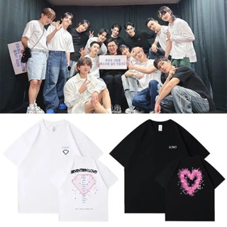 เสื้อครอปท็อป ผ้าฝ้าย แขนสั้น พิมพ์ลายกราฟฟิติ Kpop Pink Love EN Tour Vocal Concert Y2K โอเวอร์ไซซ์ สําหรับผู้ชาย ผู้หญิง