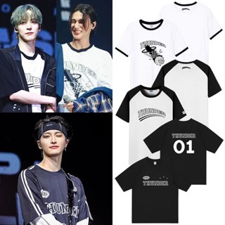 เสื้อยืดคอกลม ผ้าฝ้าย แขนสั้น พิมพ์ลาย Kpop Ateez Tour BREAK THE WALL THUNDER Same 01 สไตล์วินเทจ สําหรับผู้หญิง Y2K