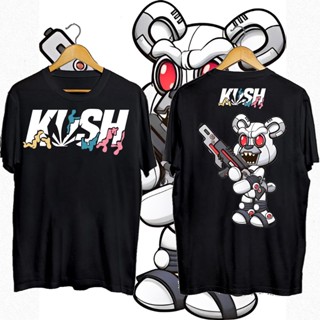 เสื้อยืดคอกลม evil teddy bear สไตล์ใหม่ ขายร้อน KU*SH Evil Teddy Bear Trend New Design Bully เสื้อยืดแฟชั่นพิมพ์‍