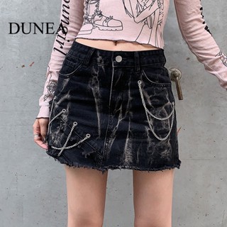 Dunea กระโปรงสั้น ผ้าฟลีซ พิมพ์ลายมัดย้อม สไตล์สตรีท เรโทร สําหรับผู้หญิง
