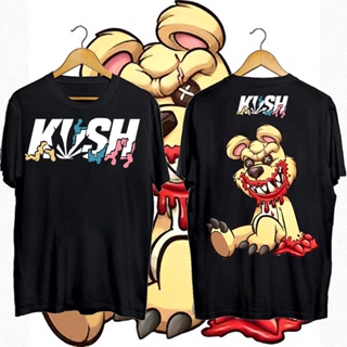 เสื้อยืดคอกลม evil teddy bear สไตล์ใหม่ ขายร้อน KU*SH Evil Teddy Bear Trend New Design Bully เสื้อยืดแฟชั่นพิมพ์