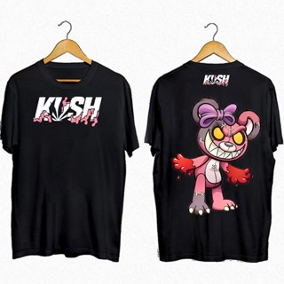 เสื้อยืดคอกลม evil teddy bear สไตล์ใหม่ ขายร้อน KU*SH Evil Teddy Bear Trend New Design Bully เสื้อยืดแฟชั่นพิมพ์