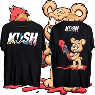 เสื้อยืดคอกลม evil teddy bear สไตล์ใหม่ ขายร้อน KU*SH Evil Teddy Bear Trend New Design Bully เสื้อยืดแฟชั่นพิมพ์