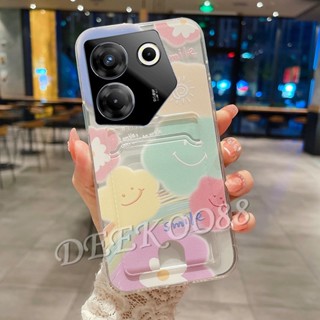 เคสโทรศัพท์มือถือ แบบนิ่ม ลายหน้ายิ้ม มีช่องใส่บัตร สําหรับ Tecno Camon 20 Pro Premier POVA 5 Pro X Free Fire 5G 4G POVA5 Camon20Pro