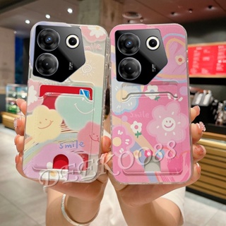 เคสโทรศัพท์มือถือนิ่ม ลายหน้ายิ้มน่ารัก พร้อมช่องใส่บัตร สําหรับ Tecno Camon 20 Pro Premier POVA 5 Pro X Free Fire 5G 4G POVA5 Camon20Pro 2023