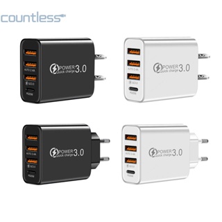 3 พอร์ต USB + PD20W Type-C อะแดปเตอร์ชาร์จสมาร์ทโฟน พาวเวอร์ซัพพลาย ชาร์จโทรศัพท์ AU [countless.th]